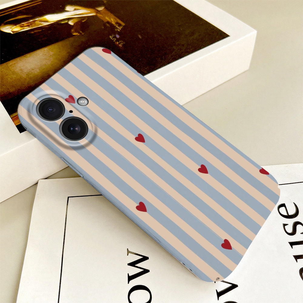 TEMU Custodia per telefono - Una cover blu a righe, elegante e minimalista, con un , rigido completamente protettivo e antiurto, protezione per l',
