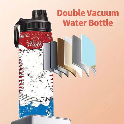1 20 ounce stainless pot vacuum water bottle high water bottle reusable baseball themed design suitable for outdoor activities gym workouts road trips picnics kitchen and dining room use