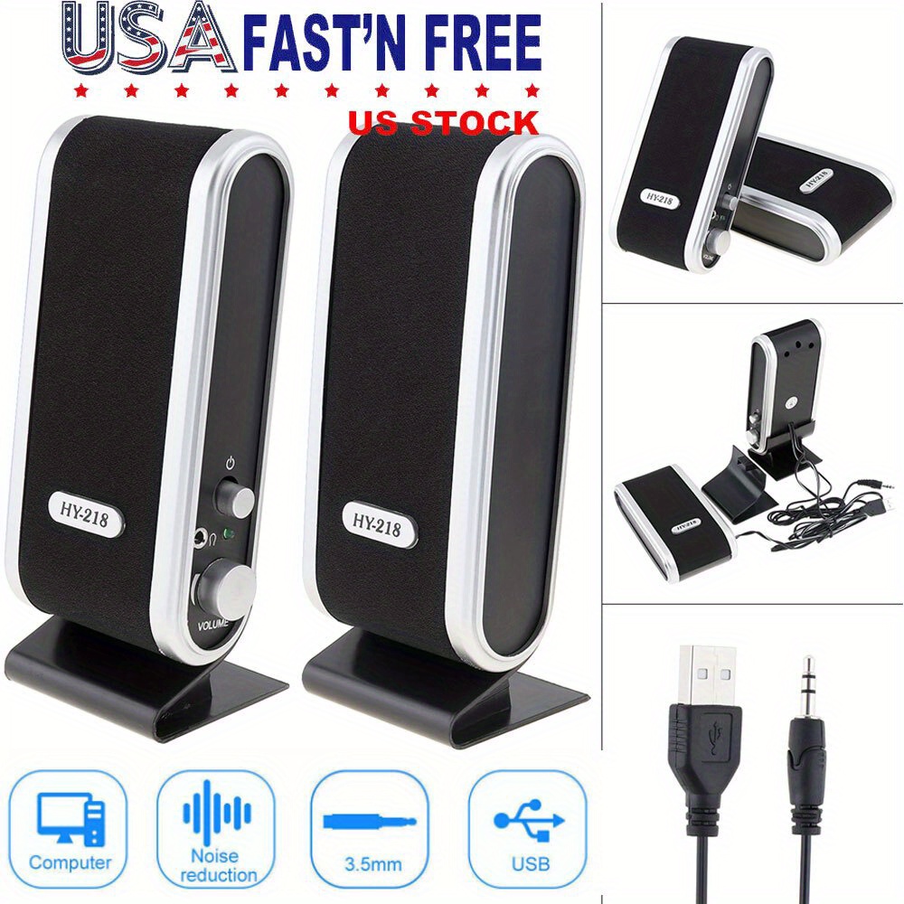 Temu – TEMU Usb- Wired Computer Speakers With , Usb- (no External Adapter) & 3.5mm Audio Jack – Compact Low-voltage Speakers Compatible For Pc, Laptop,