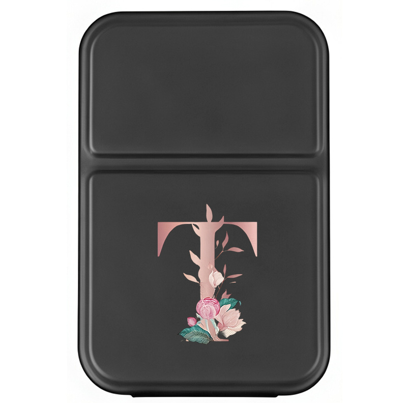TEMU 1pc A-z Letter Print Foldable Makeup Mirror With Pu Synthetic Leather Case, Portable Desktop Vanity Mirror, Adjustable Freestanding Handheld