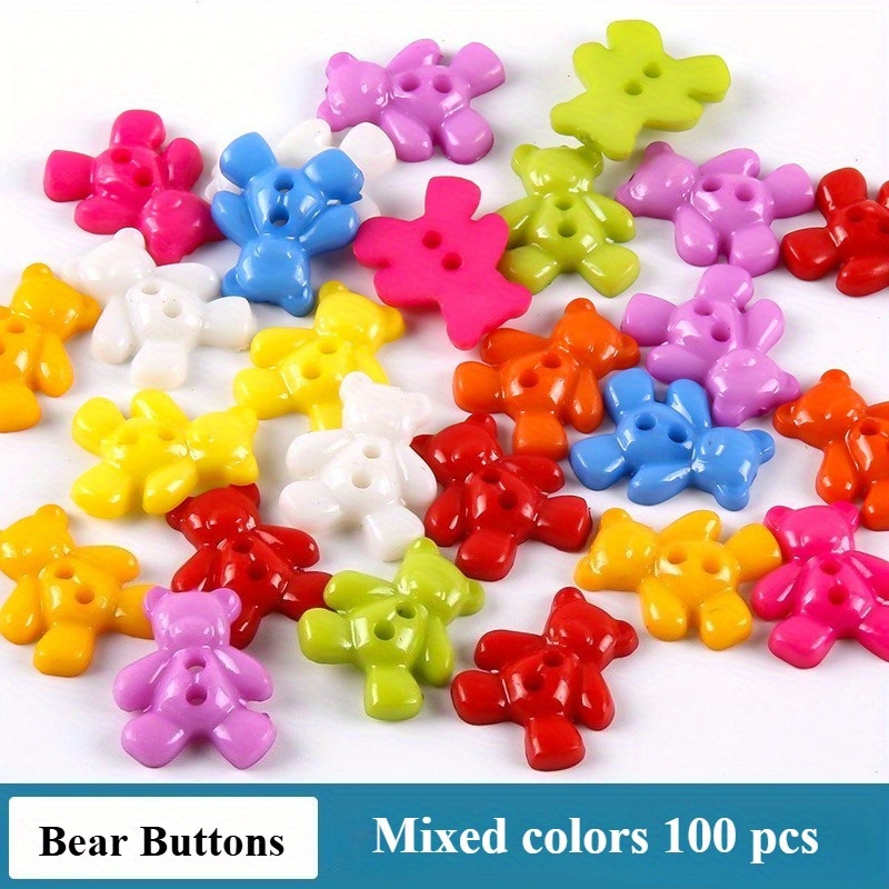 TEMU 100 Boutons Ours de Couleurs Assorties avec Embout Brillant, Fournitures d'Artisanat Main pour Couture, Scrapbooking et Projets Créatifs,