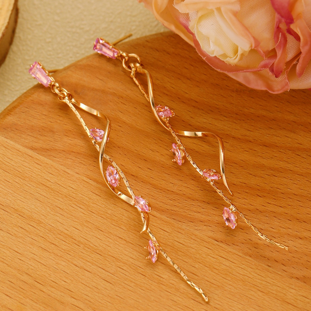 Exquisite Tassel Earrings with Synthetic Zirconia, Elegant Design