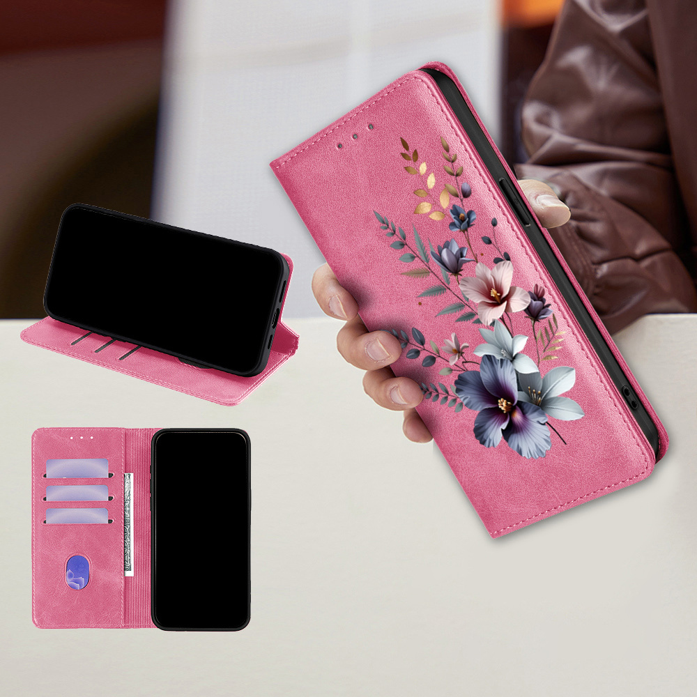 TEMU Phone Case: Sutible For Huawei P20 P30 P60 P30 Pro P30 Lite Pura70 80 Pro  Painting Rose Flower Card Holder Bracket Cash Slot Pu Wallet Flip