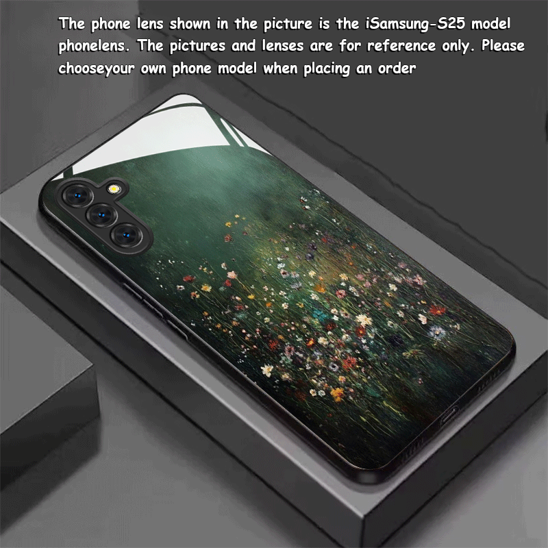 TEMU Phone Case With Pattern On Green Background For Galaxy S25ultra, S25 , S25fe, S25, S24ultra, S24 , S24fe, S24, S23ultra, S23fe,