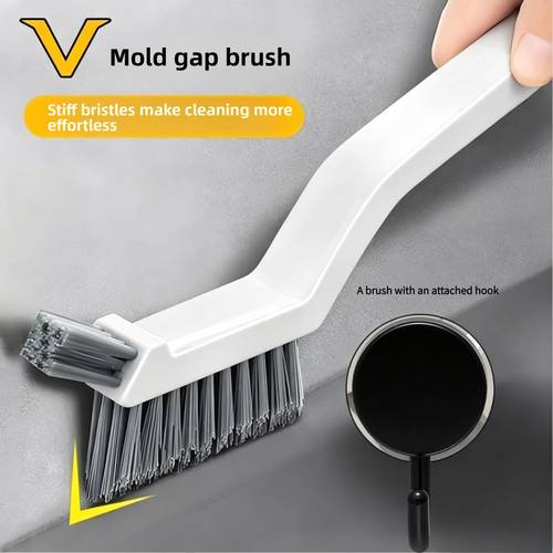 2pcs crevice brush and hook narrow hard bristle wall corner floor brush for bathroom toilet