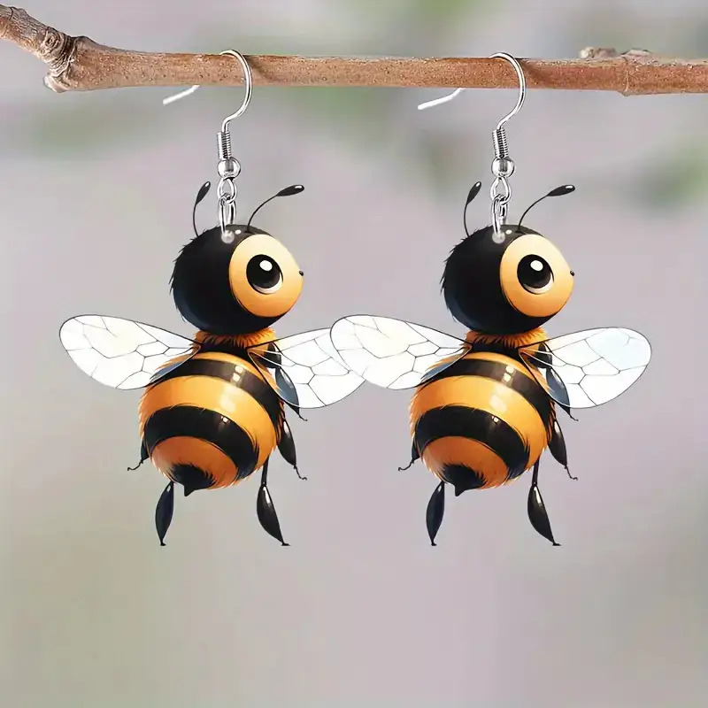 TEMU Chic And Trendy, Adorable Two-dimensional Acrylic Earrings Featuring A Cute Are A Must-have For Spring And Summer