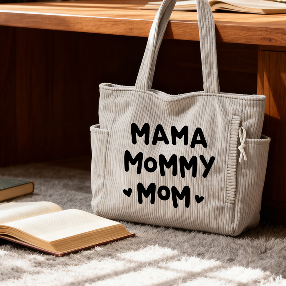 Image of Women's Corduroy Handbag Mom Tote Bag, Corduroy Shoulder Bag, Everyday Utility Bag, Large Capacity Organizer For Women, Perfect For Mother's Day, Birthday, Christmas, Daily , Shopping, Travel