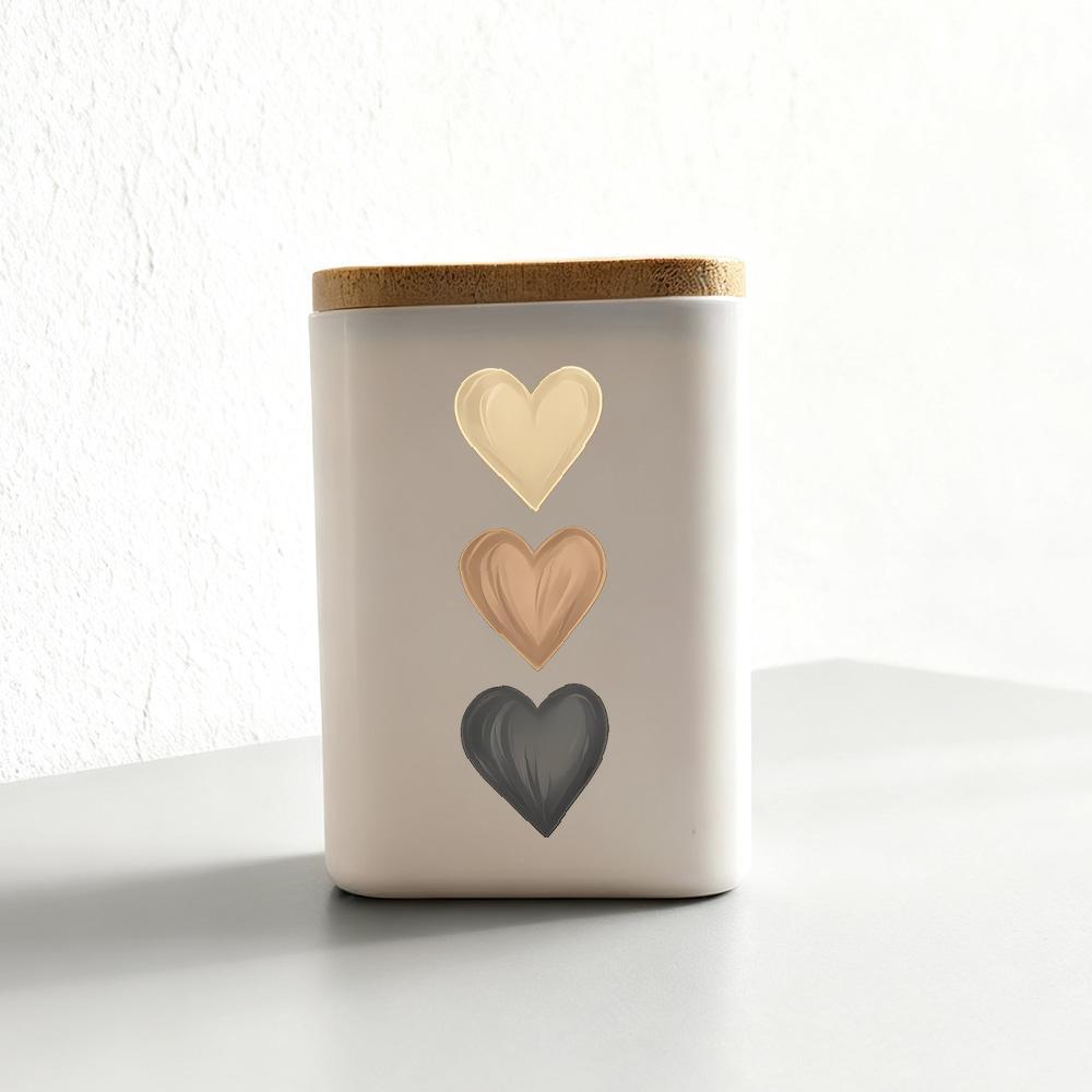 Image of Neutral Heart Pattern Plastic Triangle Toothpick Holder, Minimalist Neutral-tone Design With Lid, Decorative Countertop Storage For Kitchen And Dining Room, Perfect For Minimalist Home Enthusiasts