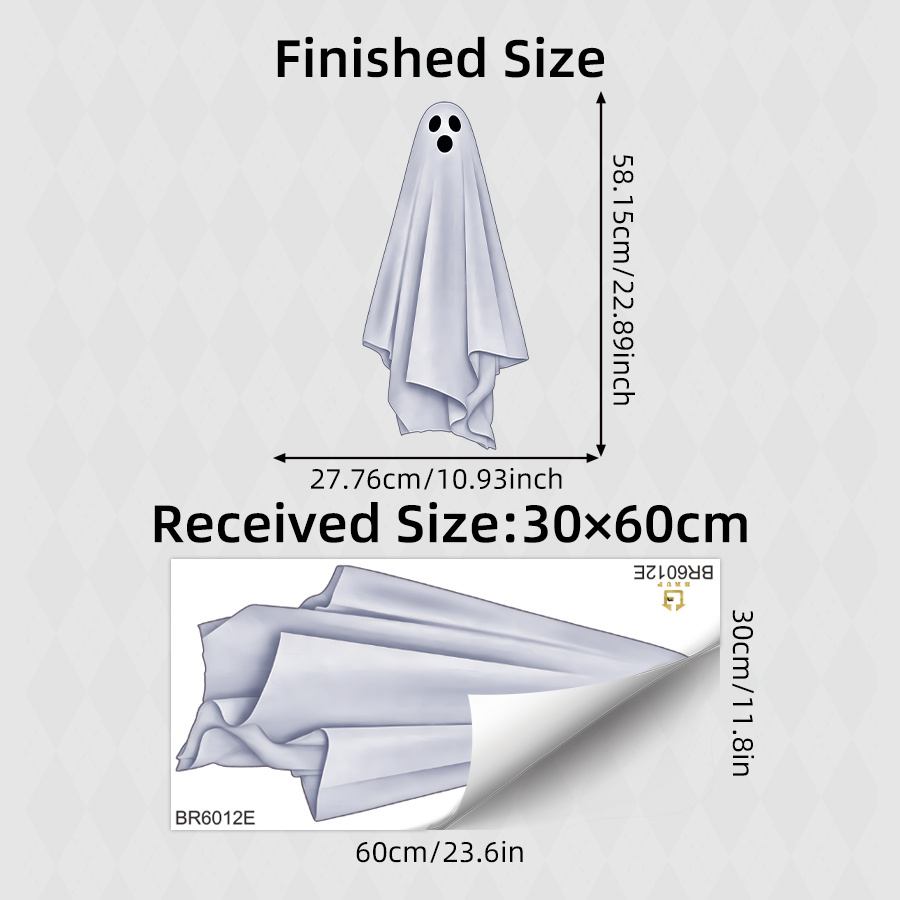 TEMU 1pc Halloween Ghost Decals Self-adhesive Window Decals Removable Reusable Wall Stickers Spooky Mirror Decorations For Indoor Outdoor Glass Door