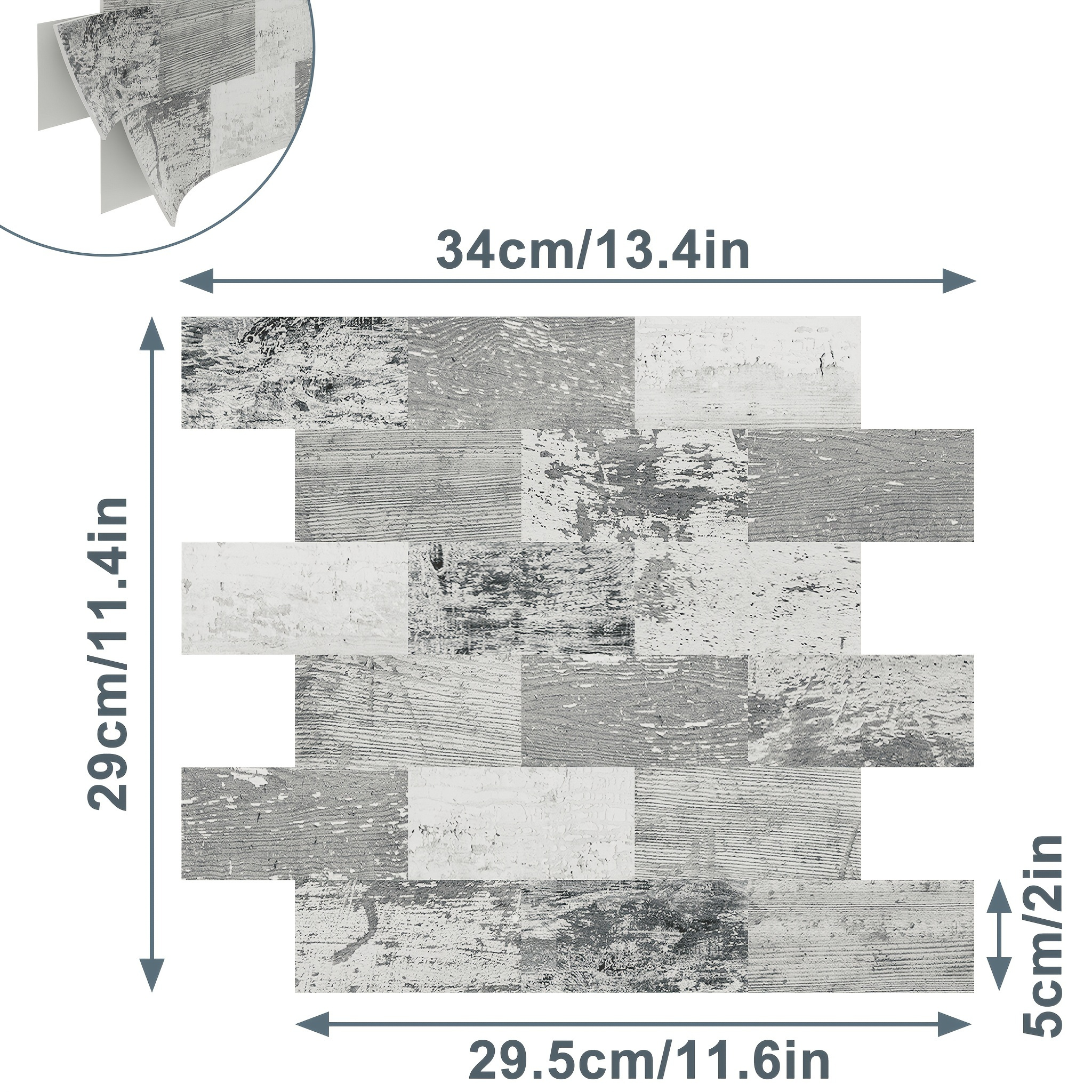 Image of 10-pack Self-adhesive Wood Texture Wall Tiles (34. 3x29cm) - Backsplash Panels For Kitchen & Bathroom - Waterproof Vinyl Tile Stickers - Easy Diy Home Decor
