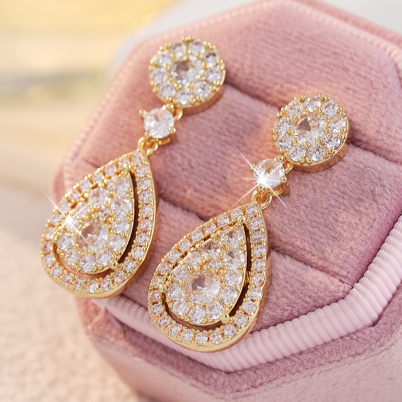 Plated Teardrop Synthetic Zirconia Earrings, Year-Round Wear