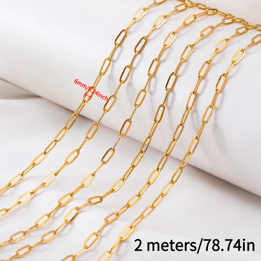 Image of 2d Flat - 2 Meters Per Strand. Stainless Steel Flat Chain. In Multiple Thicknesses: 2.5 Mm, 3 Mm, 4 Mm, 5 Mm, And 6 Mm. Handmade Jewelry Supplies. Materials For Luxury-inspired Necklaces, Bracelets