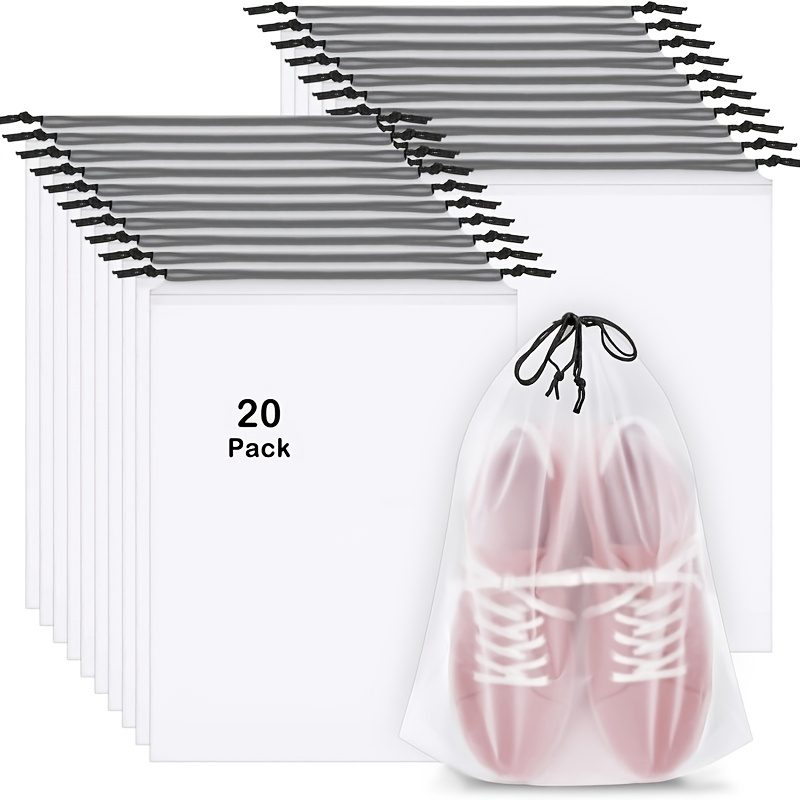 TEMU 20pcs Large Shoe Bag For Travel, 30x40cm Waterproof Drawstring Shoe Storage Bag, Transparent Dustproof Storage Bag, Suitable For Shoes, Clothes,