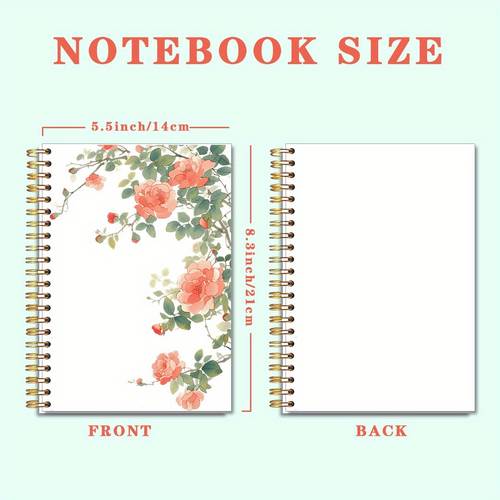 1 5 50 page spiral notebook elegant black on dark background college ruled lined journal with premium thick paper durable spiral binding for home journaling gift for women school stationery pattern sophisticated style paper use