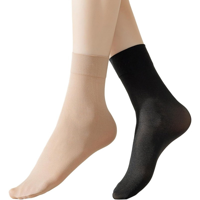 

10-12 Pairs Women's Modal Opaque Ankle High Tights Hosiery Socks, Polyester 88%, Spandex 12%, Solid Color, Hand Washable