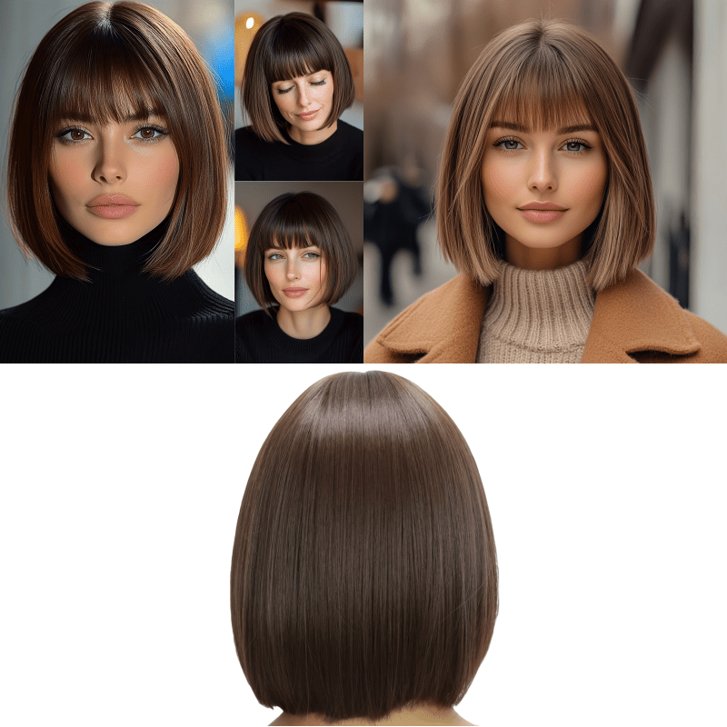 

Chic 12" Wig For Women - Natural-looking, Straight Synthetic Fiber, , Breathable & Lightweight - , Woven Wigs, Classic And , Comfortable, Fashionable Theme