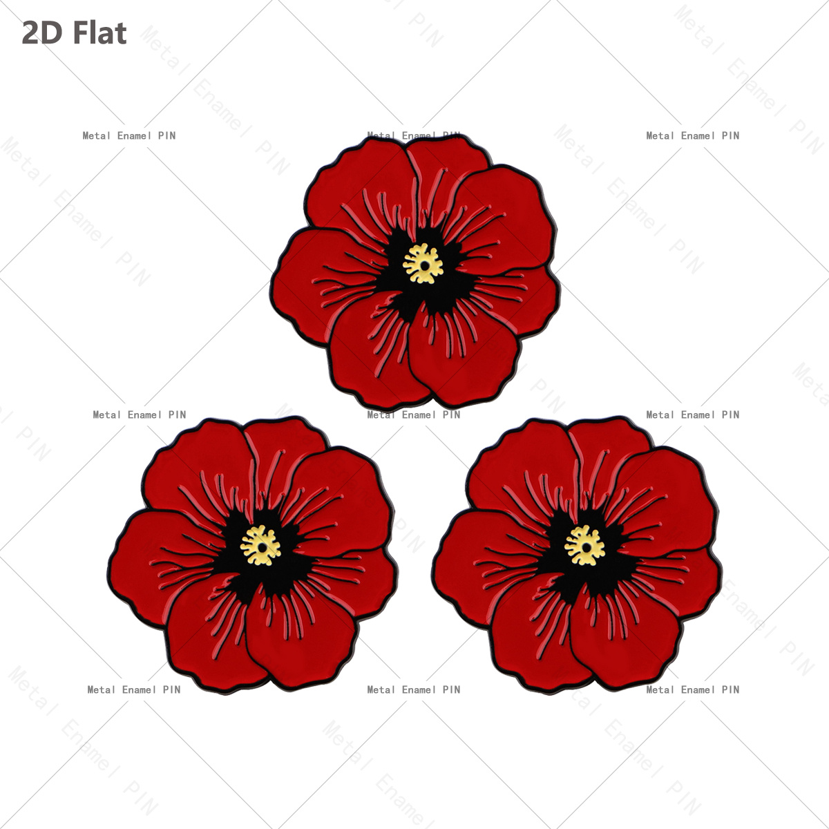 TEMU Broche 2D Plate 3pcs Fleur Émail Pin Broche Badge Floral Revers, Pin Décoratif pour Sac à Dos Manteau Chapeau, Bijou Cadeau Amoureux des Fleurs