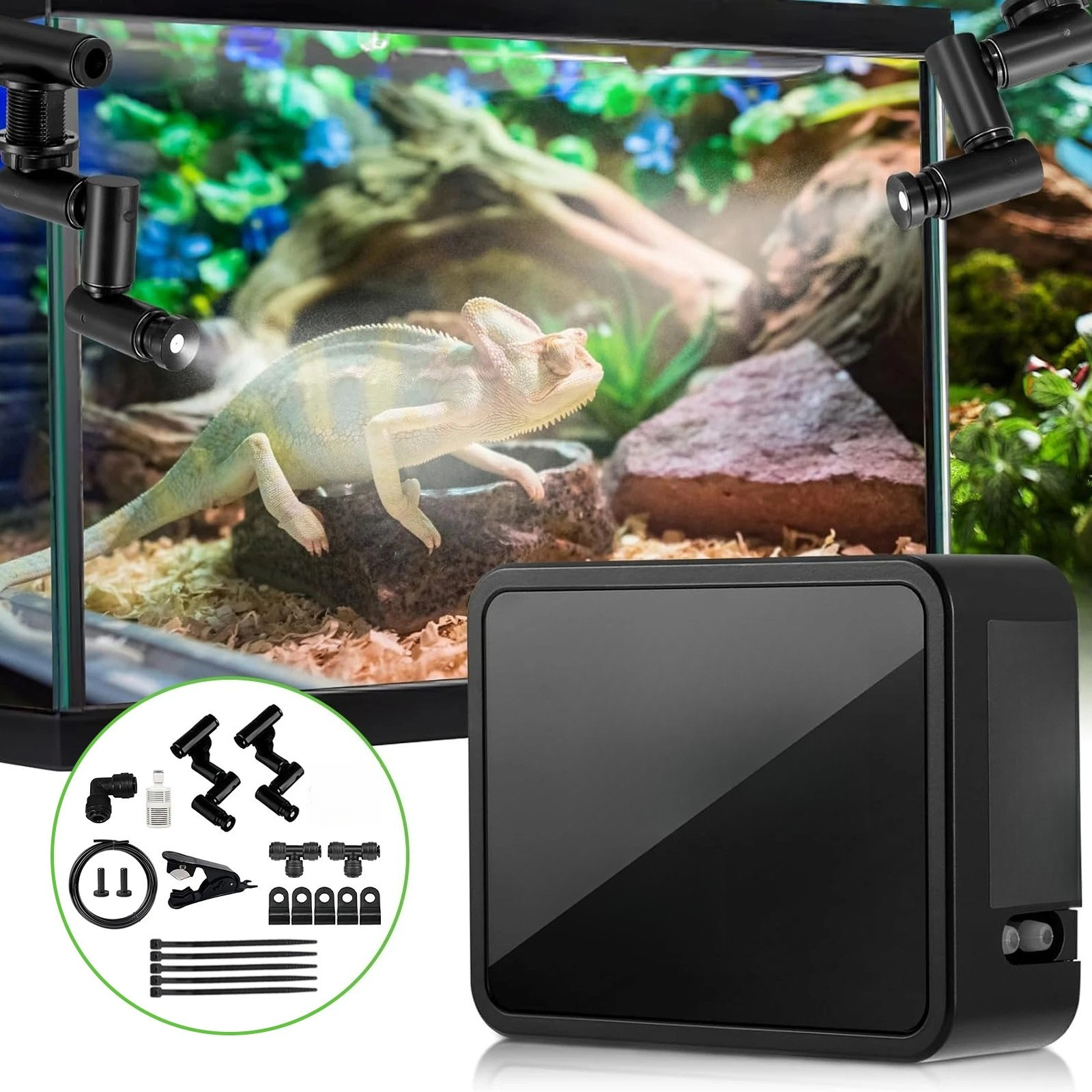 Irrigation System Terrarium, Humidifier Terrarium Additions With Spray Nozzles, Adjustable, For Amphibians, Reptiles Plants