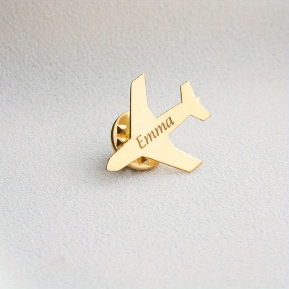 TEMU Customized Name-engraved Airplane Tags And Brooches, Personalized Stainless Steel Badges And Pins, Party Gifts For Guests, Wedding Decorations,