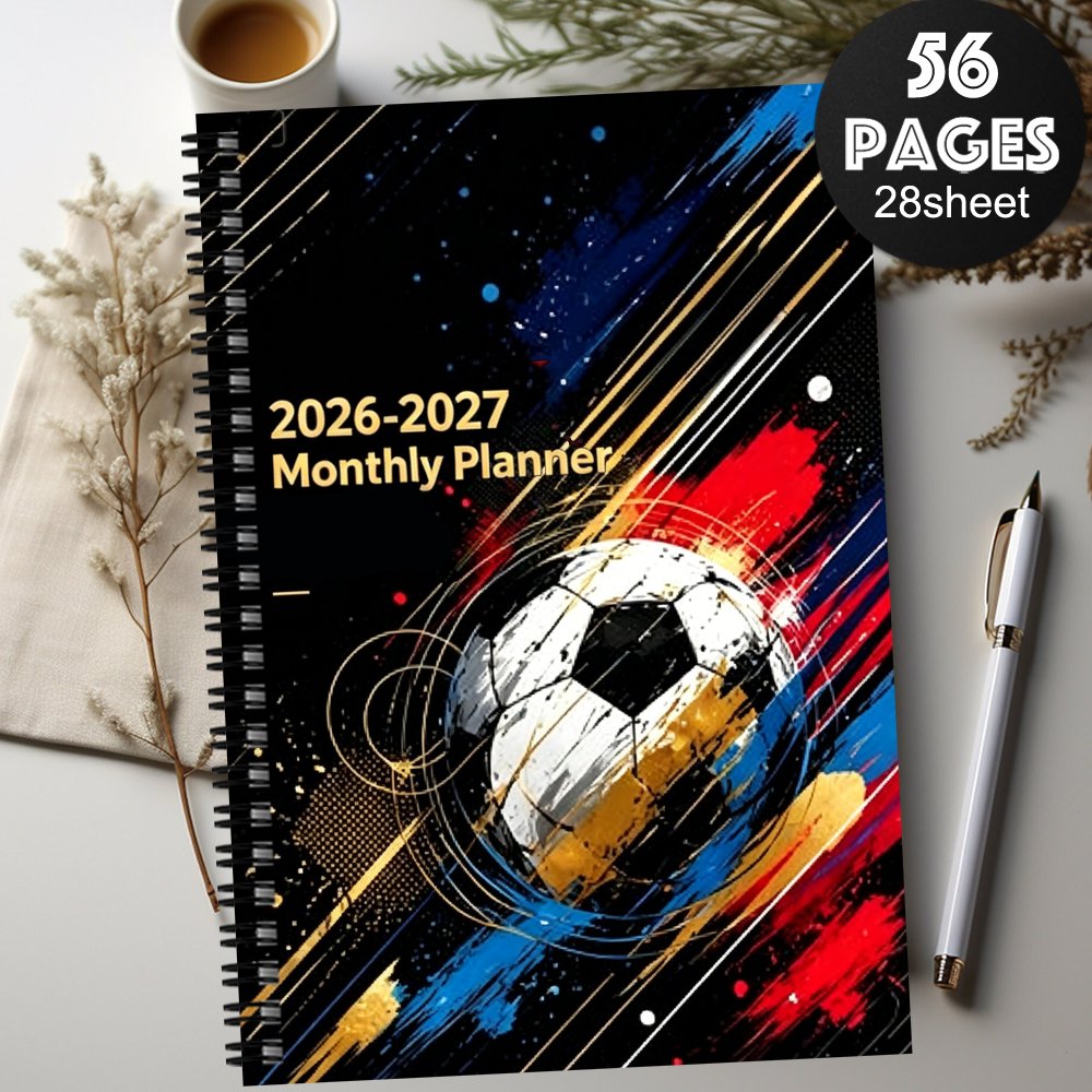TEMU 1 libreta de registro, planificador mensual 2026, cuaderno de organización personal 2026-2027, planificador mensual con temática de fútbol con