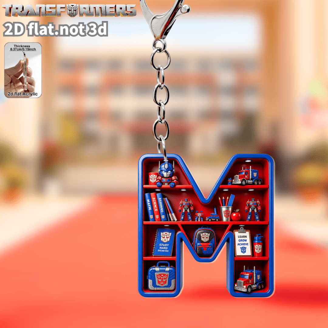 TEMU 2d Flat, Gift For Her/him 2d Flat Acrylic Transformers Prime A-z School Alphabet Keychain Set, Autobot Leader Full Letter Pendant Charms With