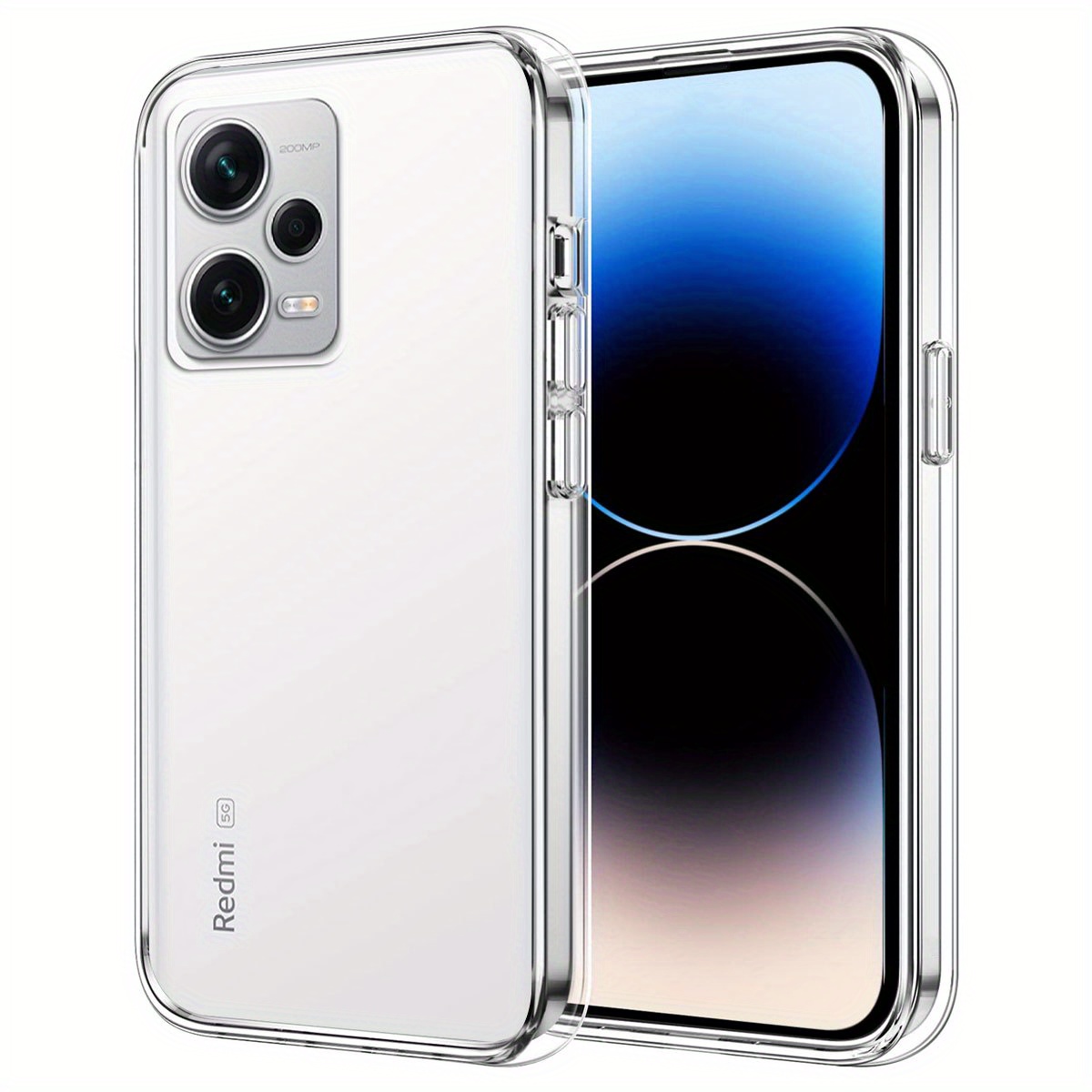 TEMU para Redmi Note 12 Pro+ 5G, carcasa parachoques a prueba de golpes, antiarañazos trasera transparente