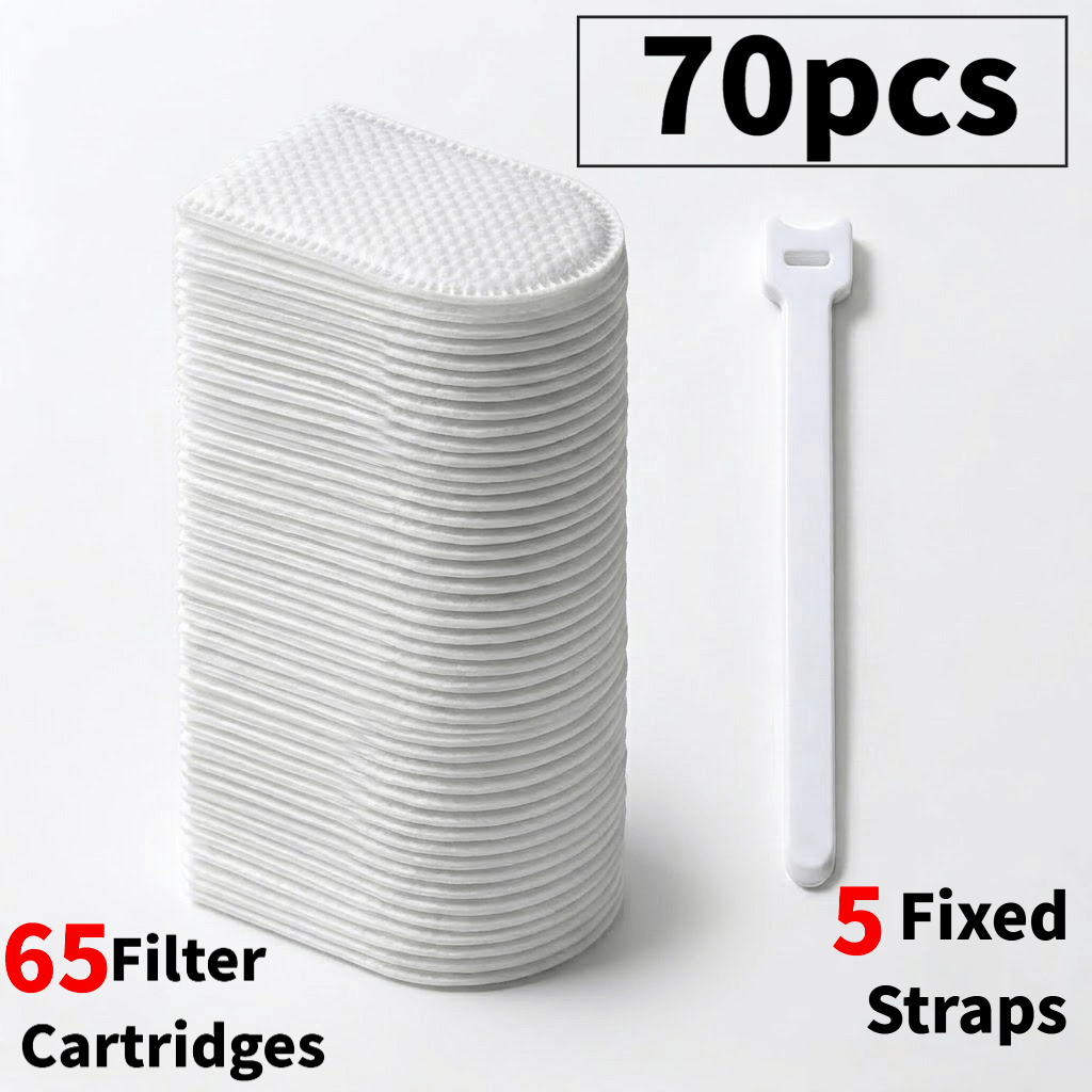 TEMU 70pcs (65pcs And 5pcs Straps) High-density Non-woven Tap Water Filters, Kitchen And Bathroom Universal, , , Filtering Rust, Mud, And Impurities