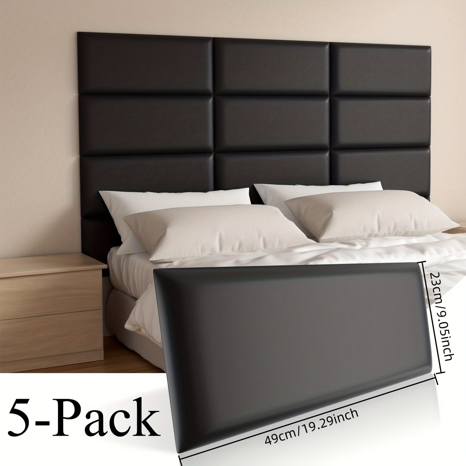 TEMU A Set Of 5 Self-adhesive 3d Wall Panels, Made Of Thick Xpe Material, Designed To Prevent And Provide Sound Insulation. Soft Headboard Wallpapers