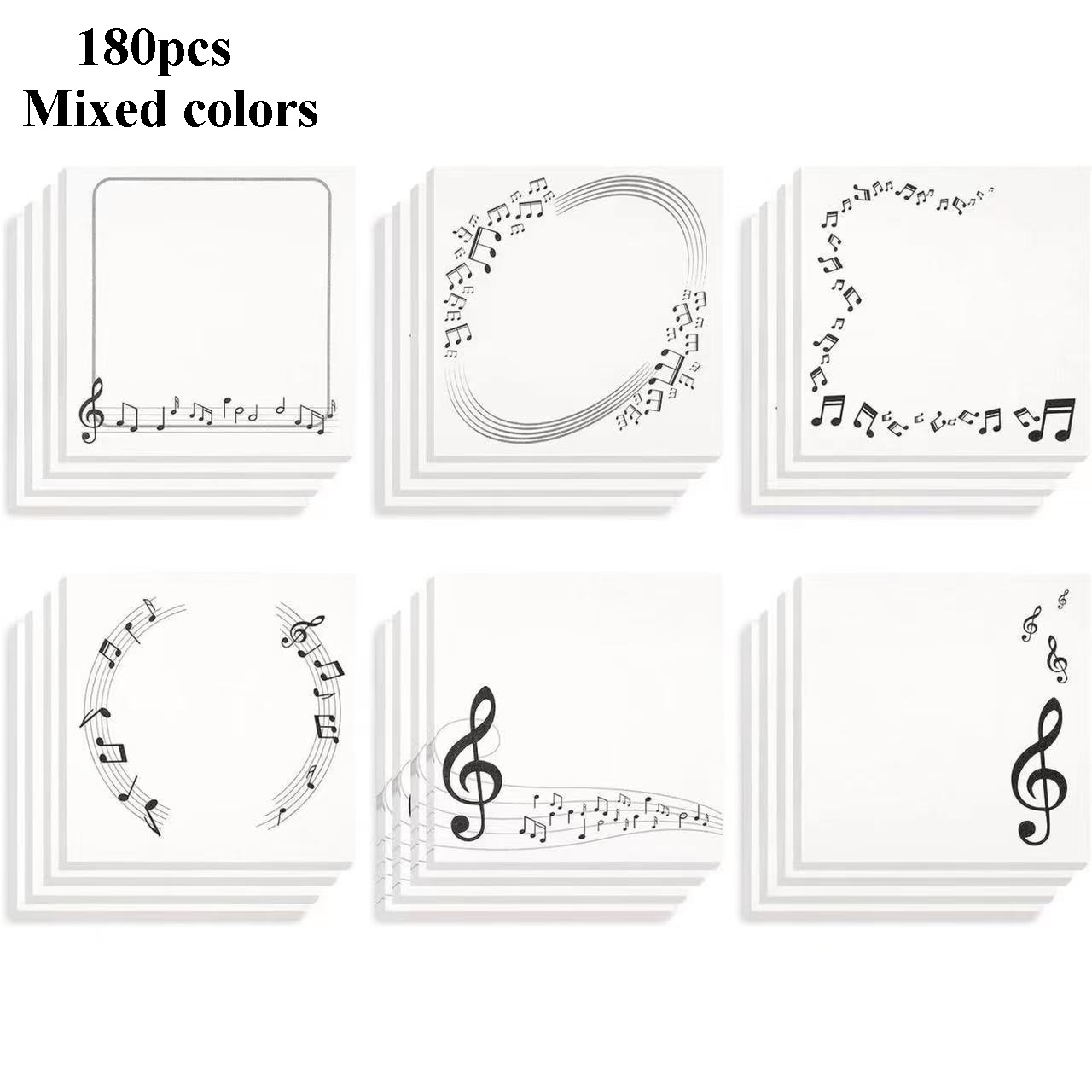 180pcs Music Sheet Notebook, Sticky Cards, 3x3 Inches, Sturdy Paper, Perfect For Educational Use, Students, And More, Random Style