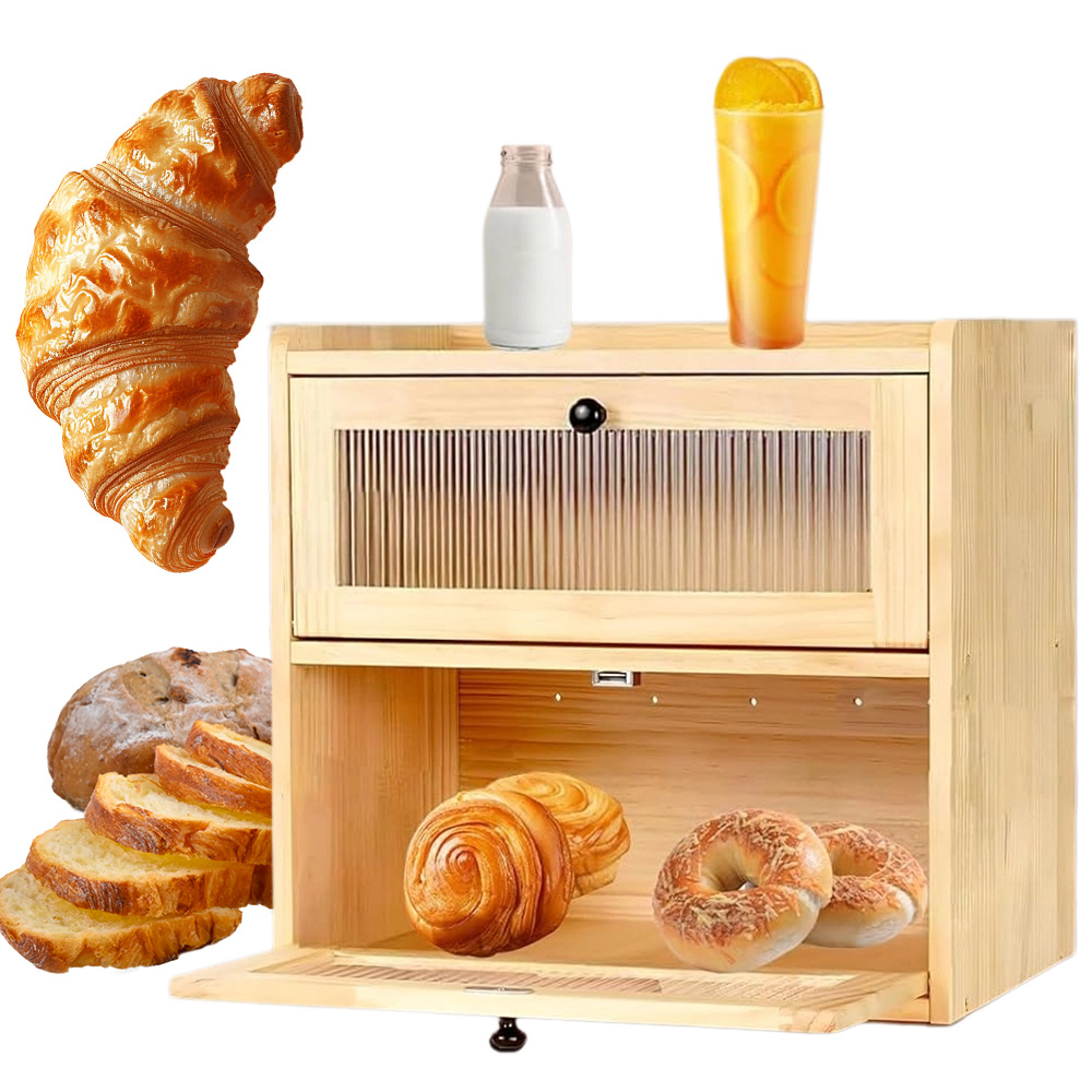 Storage Box Double Storey Kitchen Locker Storage Basket Large Capacity Desktop Locker Ventilation Design Can Extend The Freshness, Acrylic Window Door Is Easy To View, Space- Desktop Organization
