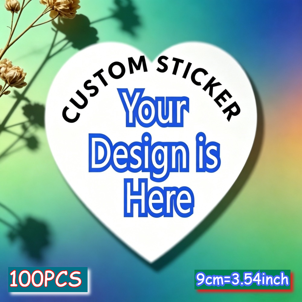 TEMU 50pcs/100pcs/200pcs (3.0/4.0/5.0/6.0/7.0/8.0/9.0cm) Custom Heart Stickers, Love Stickers, Personalized , Wedding And Baptism Stickers, Custom