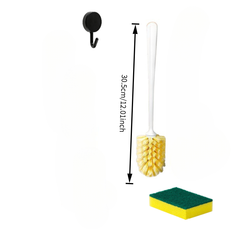TEMU 1pc Tea Cup Brush And 1pc Hook And 1pc Sponge Brush, Tecey, Cup Washing Tool For Cleaning Water Cups Long Handle Milk Bottle Brush Blender