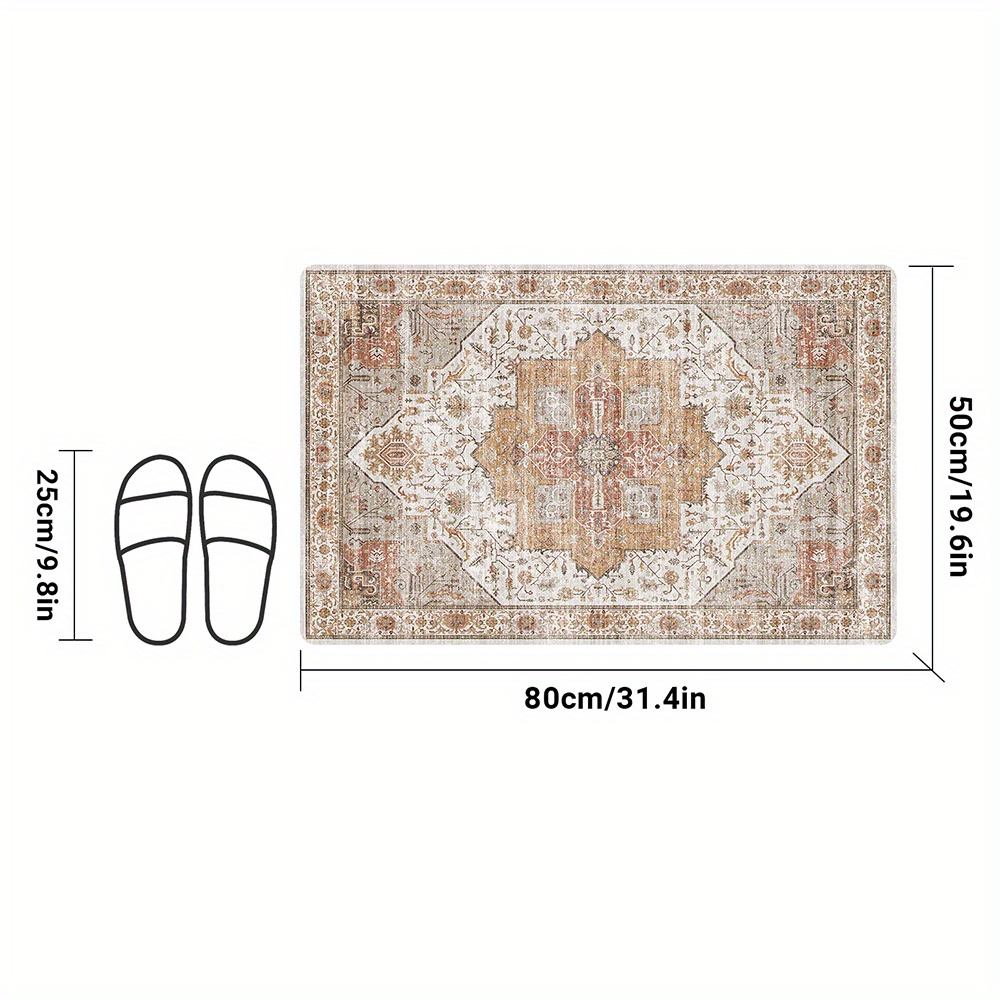 TEMU 1 tapis de bain antidérapant style persan américain rétro - Semelle en caoutchouc antidérapante, lavage à uniquement, design rectangulaire pour