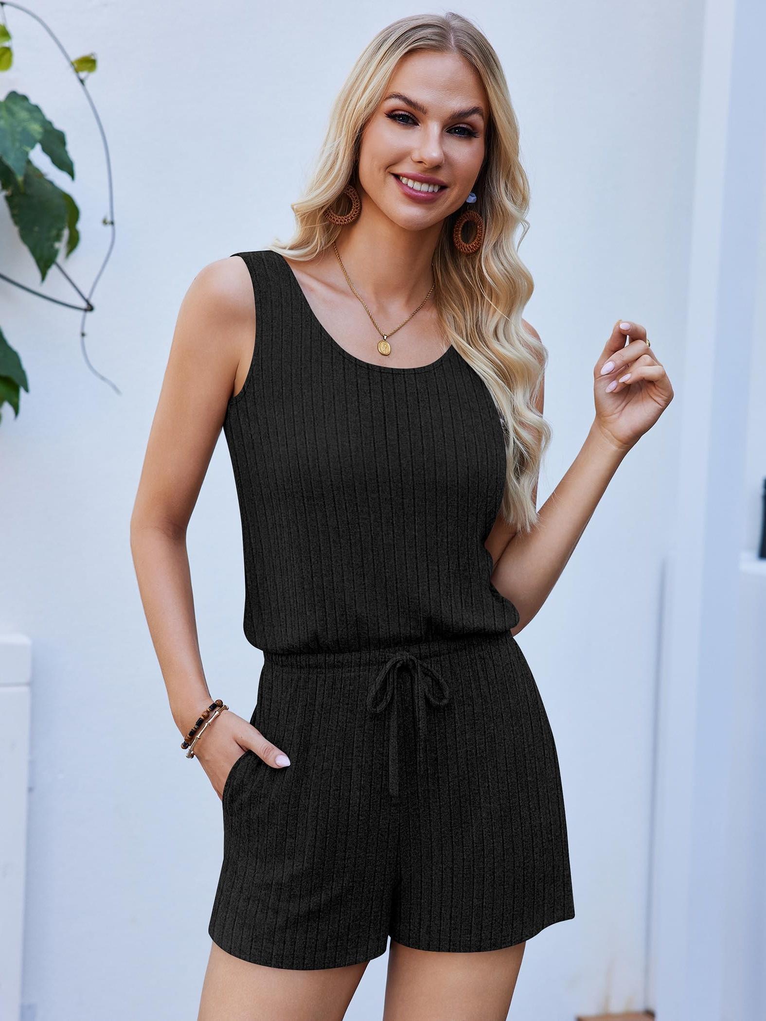 rompers women summer 2025 casual sleeveless scoop neck tank - Temu