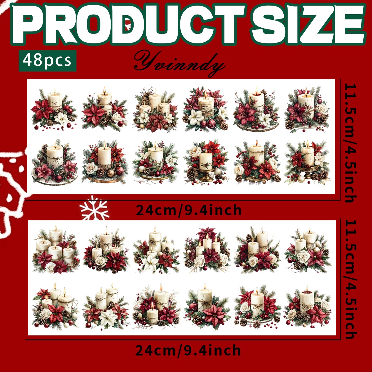 TEMU 48 Piezas/Set Papel de Transferencia UV DTF para Llaveros de Motel Navideños DIY, Accesorios