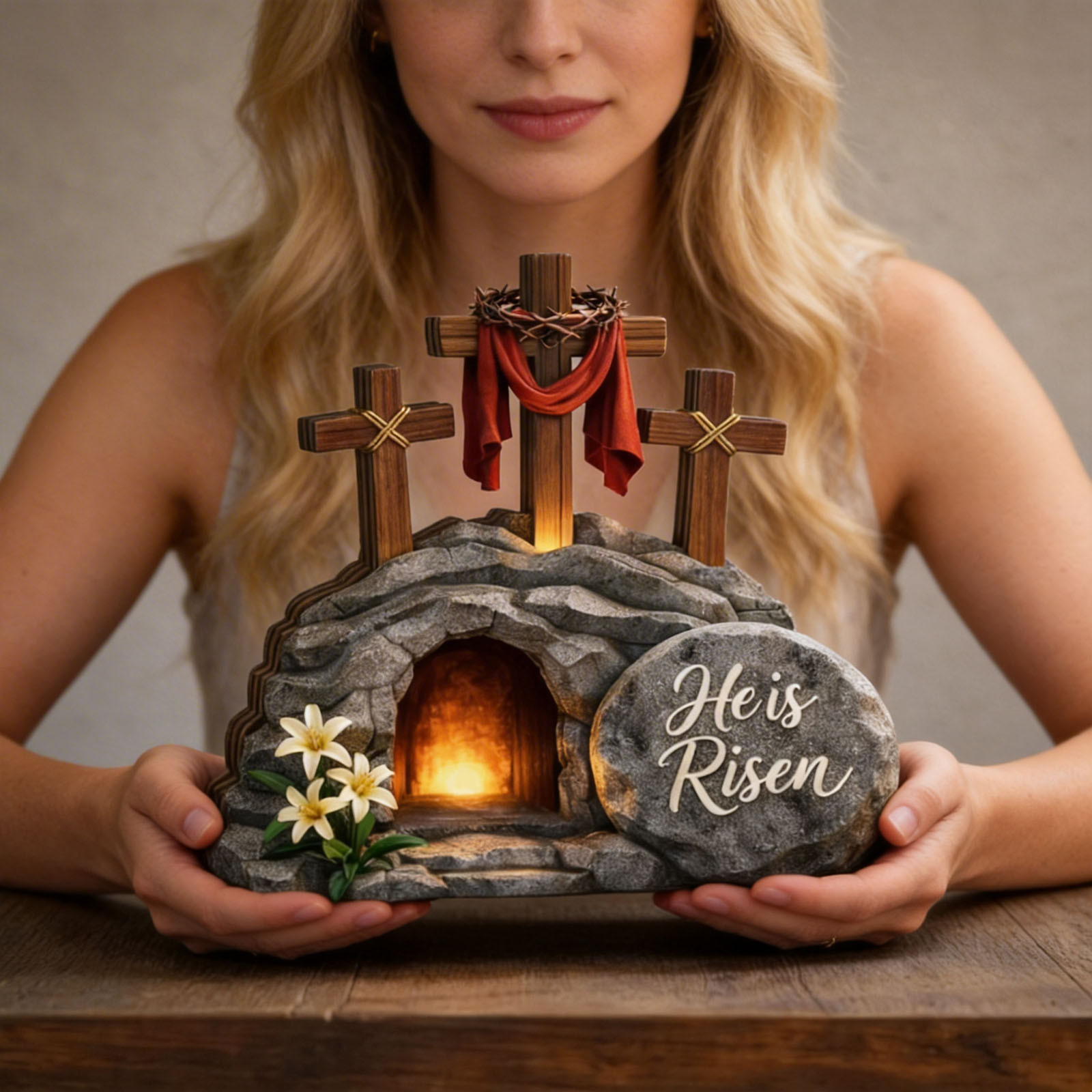 精美木制复活节家居装饰品，采用雕刻的桌面摆件，色彩鲜艳，提供通用尺寸 商品详情 2