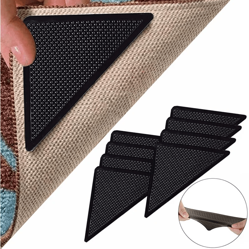 4 8pcs set   washable rug gripper anti slip reusable rubber mat non slip patch tape for tile floors carpets corners pad details 0