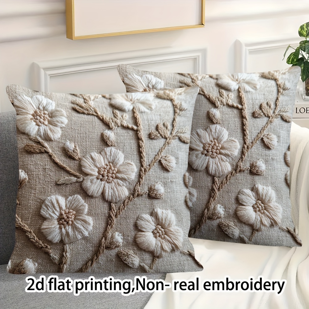 E-shop 2er-Set weiche Kissenbezüge – - & farbbeständige florale Kissenhüllen mit Reißverschluss, zart 2D-bedruckt/präsentabel, geeignet für ,