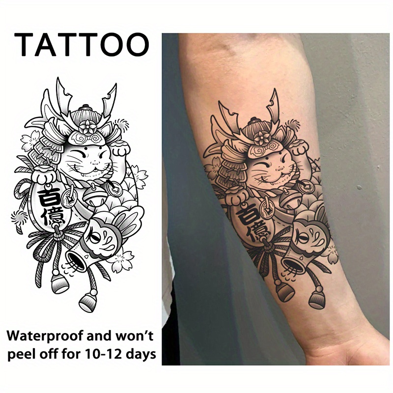 Cat Waterproof Temporary Tattoo Sticker, Lasting Waterproof For 1-2 Weeks, Semi-permanent Herbal Tattoo Sticker, Realistic Non-reflective Men And Women Fake Tattoo, Suitable For , Body
