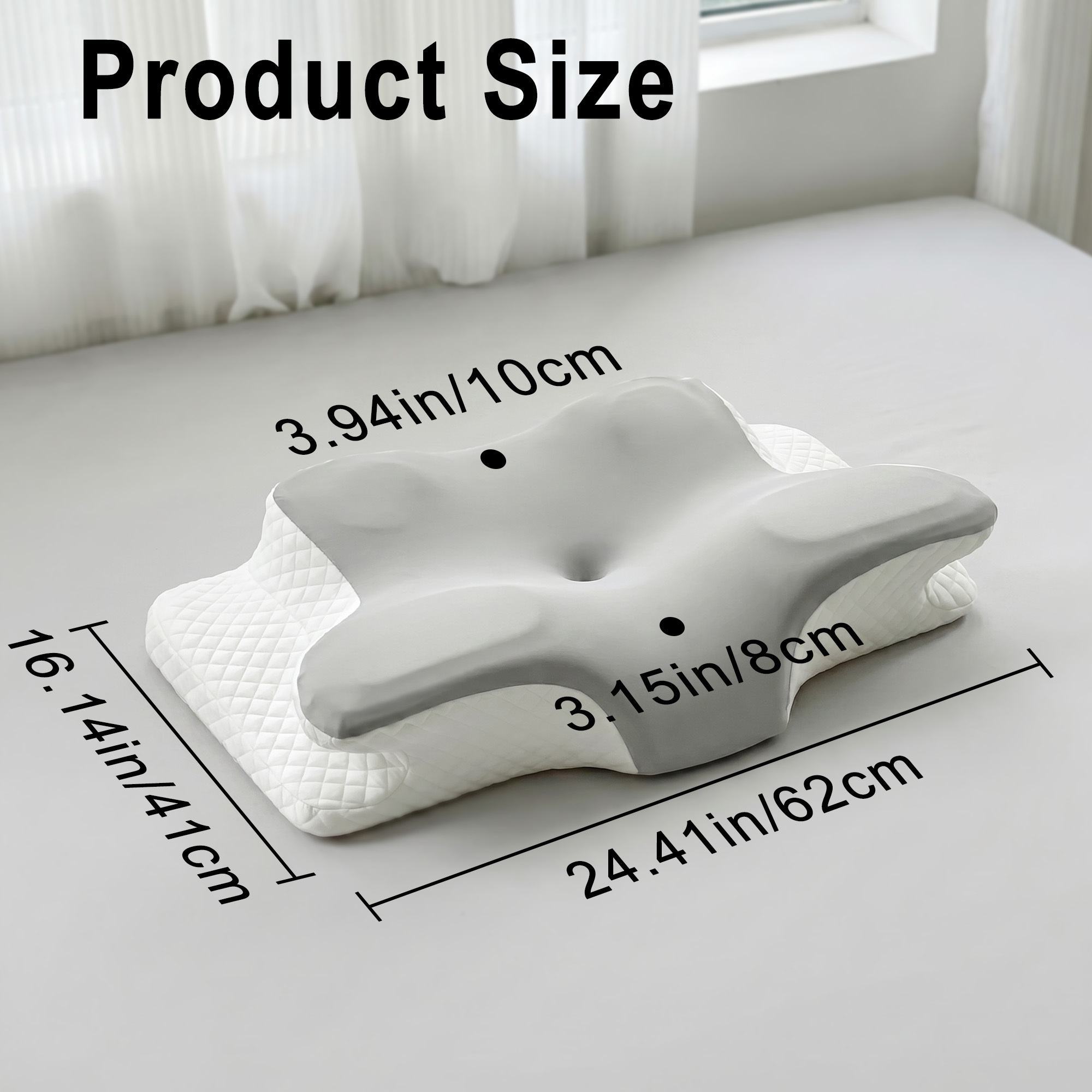 Image of Contoured Neck Pillow, Ergonomic Cervical Support Pillow For Side, Back And Stomach Sleepers, Breathable Pillow For Home, Bedroom, Travel