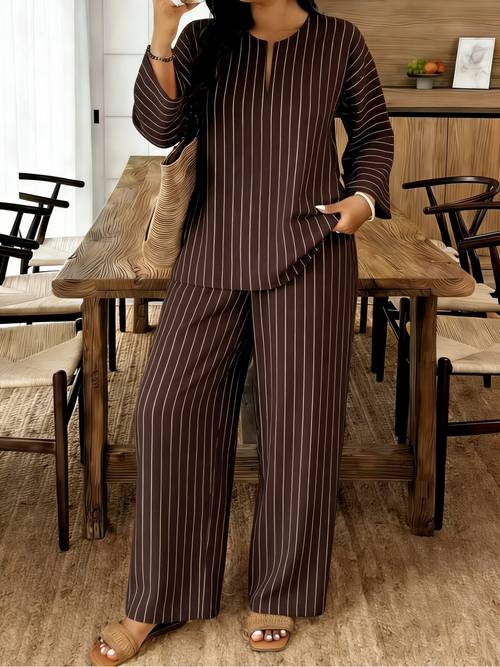 2pcs new european and suit loose fit for daily wear small v neck top with casual pants womens outfit