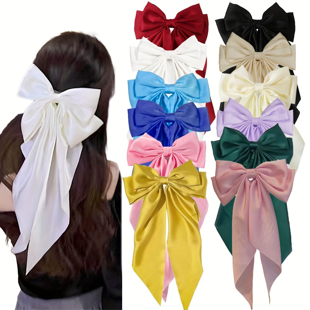 Set of 12 Satin Butterfly Hairbands Featuring a Metal Clasp - Ideal for Thanksgiving Or Any Elegant Event.