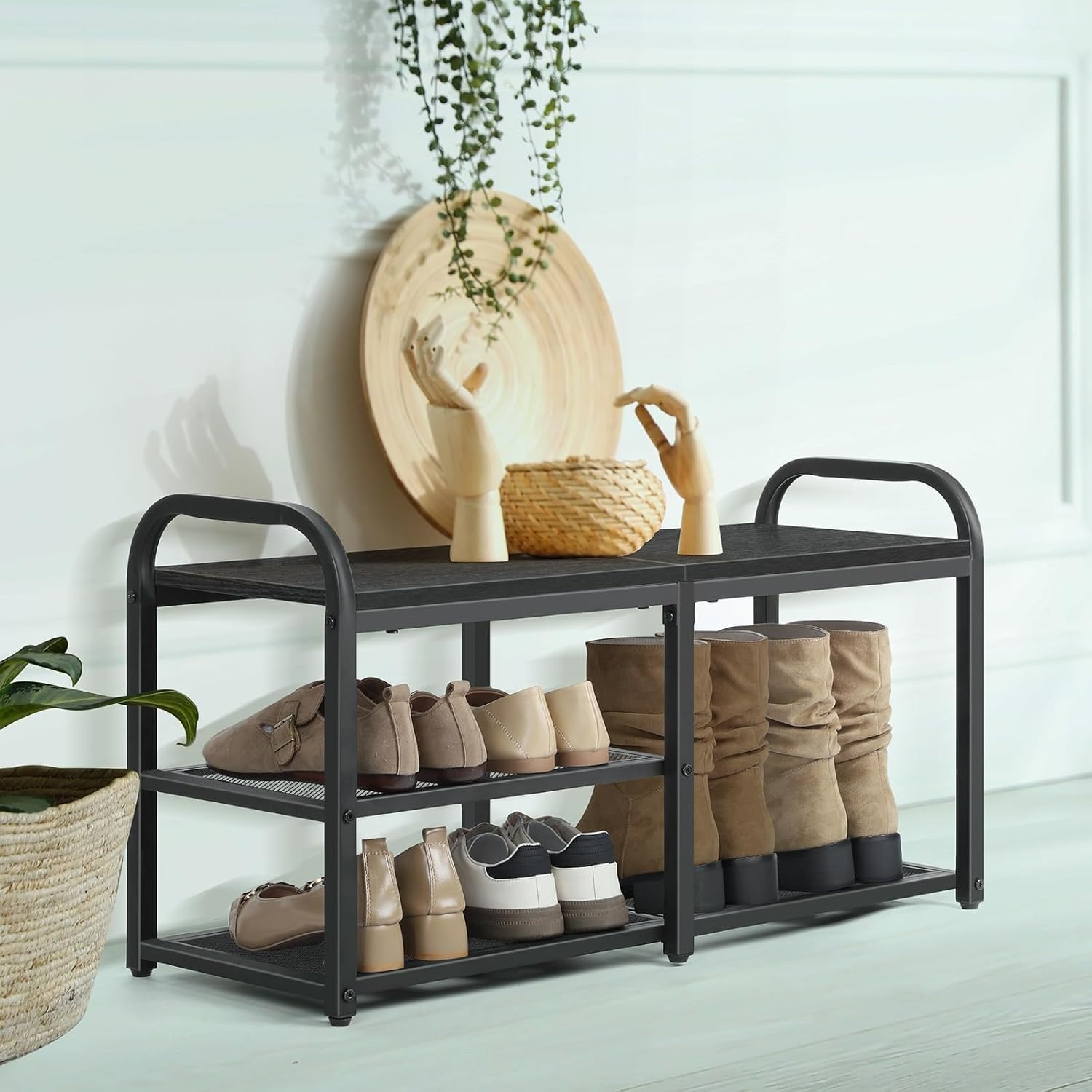 50-pair heavy-duty stainless /plastic shoe rack organizer with