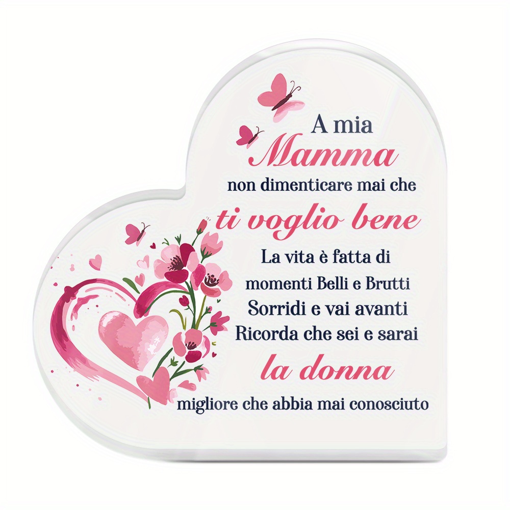 TEMU 2d Flat Putuo Decor 1pc Shaped Acrylic Sign Table Decor, To My Mom, That I Love You. Made Of Beautiful And Ugly Moments, Desktop Decoration For