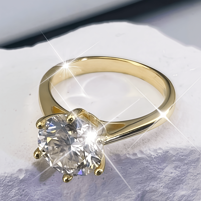 TEMU A 925 Silver 1 Carat/ 2 Carats/ 3 Carats Six-claw Moissanite High-quality Men's And Women' Pair Of Rings, Wedding Rings, Couple Rings, Elegant,