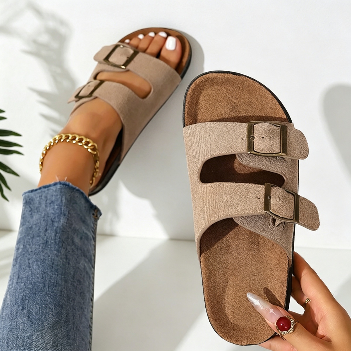 E-shop Damen Casual Flip-Flops JJ Sweet Cool Damen Casual Flache Strand-Slipper, Sommer Neue Einfarbig Leichte Casual Lazy Schuhe, Einfach Und