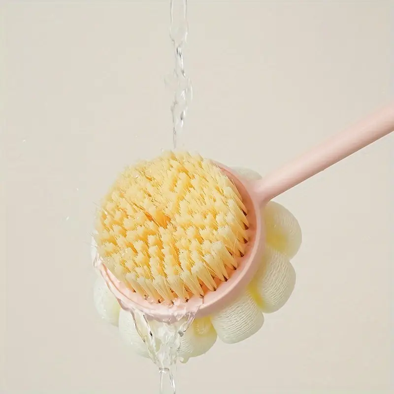 2 in 1 long handle shower brush luffa sponge with bear grip soft dense bristles anti slip hanging design for gentle exfoliating back scrub ergonomic bath shower tool shower accessories bathing accessory bathroom decor body scrubber hygienic material personal hygiene Product details 23