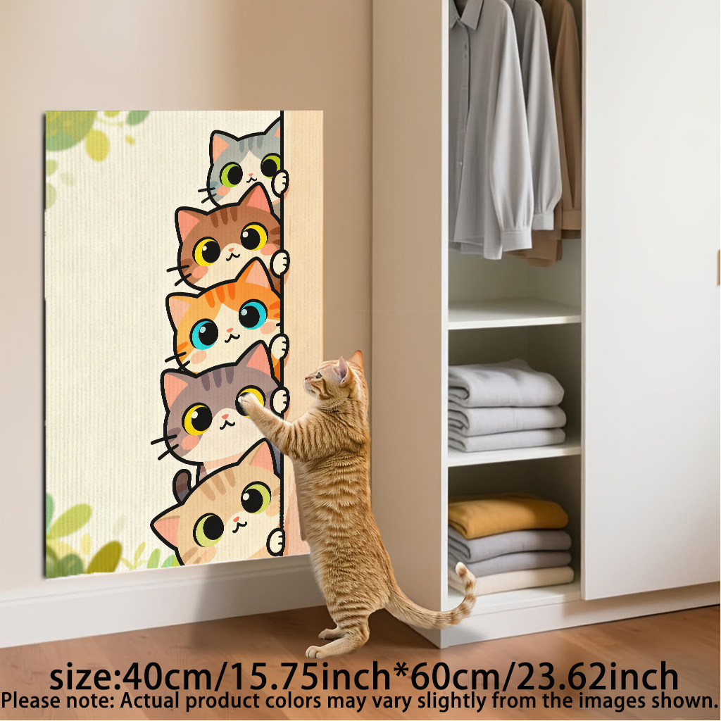TEMU 자착식 고양이 스크래칭 보드, 실내 고양이를 위한 매트, 벽 또는 소파 장착 스크래치 패드, 발톱 연마 등반 보드, 아파트에 있는 고양이를 위한 가구 보호대