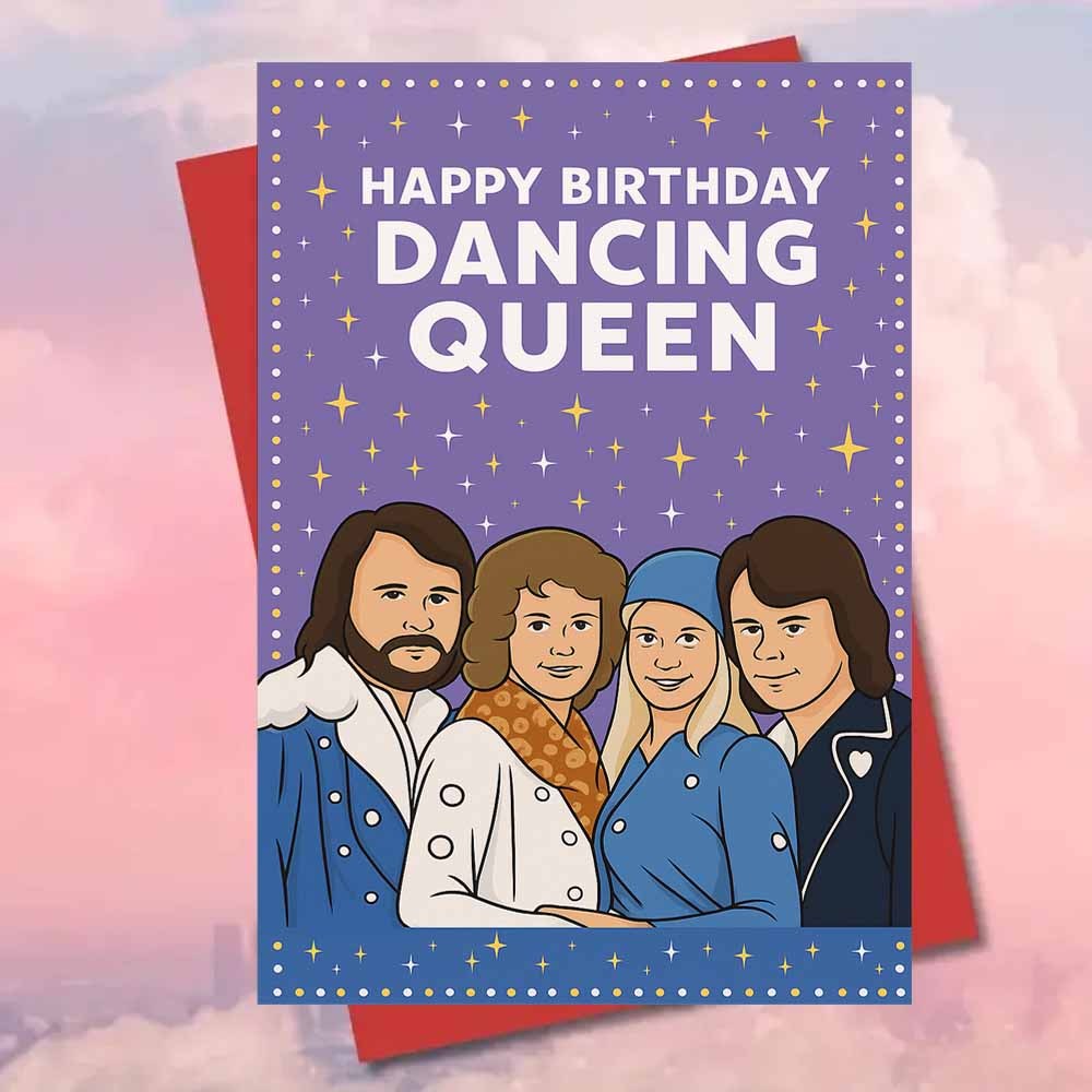TEMU 1 stuks een vrolijke verjaardagskaart met een dansende koningin ontwerp, compleet met een . De retro disco muziek kunst is geïllustreerd in een