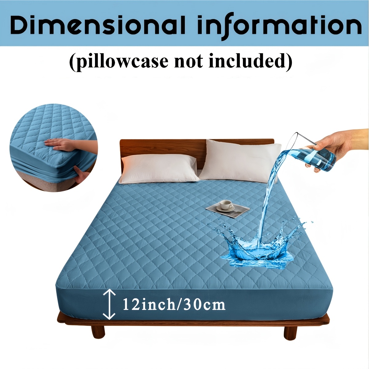 Image of High Quality Mattress Protector - 360° Deep Pocket , Breathable Noiseless Bed Cover, Anti Urine & Stains, Machine Washable Fitted Sheet For Home Dorm Hotel